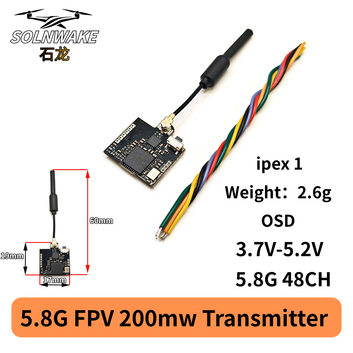 SLONWAKE Nano 5.8G 48CH 200mW  - Fpv Drone Transmitter recension och pris
